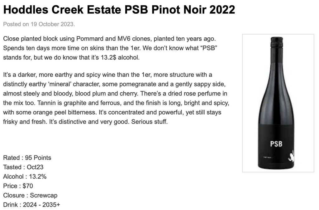 Hoddles Creek PSB Pinot Noir 2021